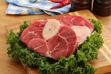 Raw ossobuco beef meat for cooking
