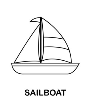 Coloring page with Sailboat for kids