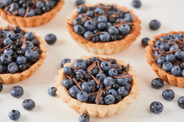 dessert with blackberries on a light background