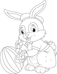 Funny easter coloring page for kids