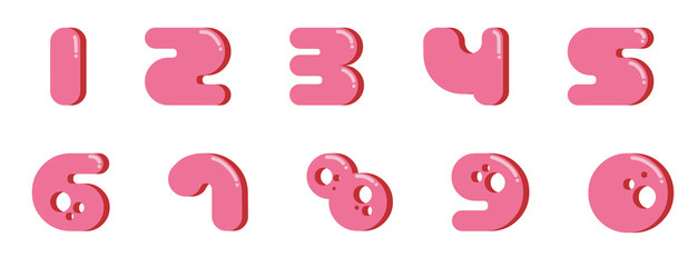 Set of Cute Pink Groove Numbers (0 to 9)
