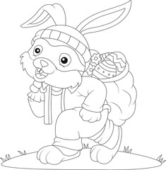 Funny easter coloring page for kids