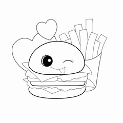 Burgués and chips illustration 