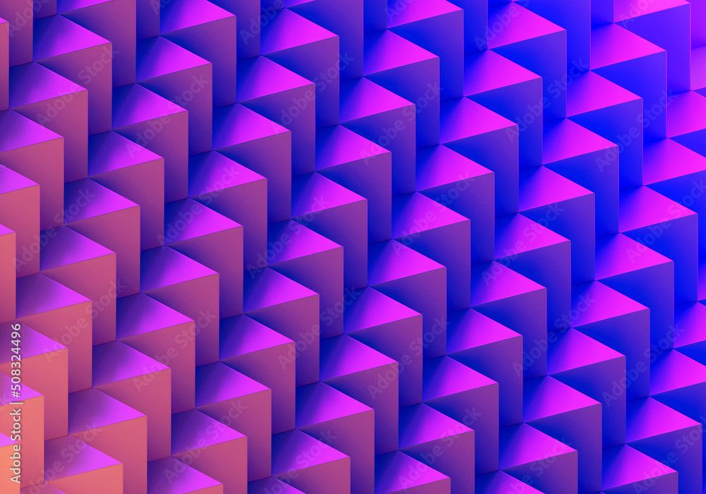 Poster geometric background. endless triangular steps. purple abstract background. volumetric triangles. ab