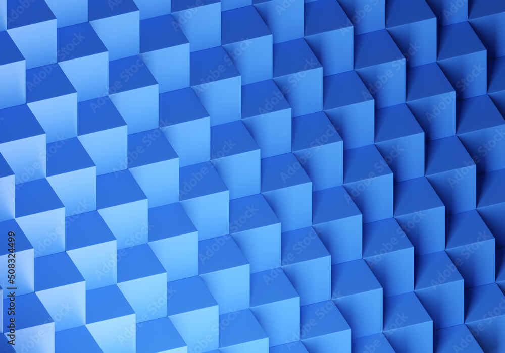 Poster geometric texture. blue cubes are arranged in ladder. blue pattern. abstract texture visualization. 