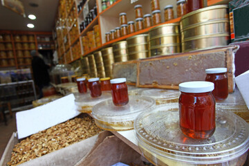 Traditional Turkish honey shop in Istanbul, Turkey.