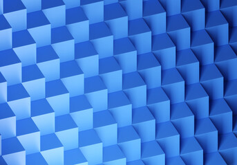 Geometric texture. Blue cubes are arranged in ladder. Blue pattern. Abstract texture visualization. Decorations for your advertising. Textures for site or banner. Cube pattern. 3d rendering.