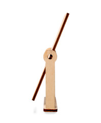 Toy wooden mirror on white background