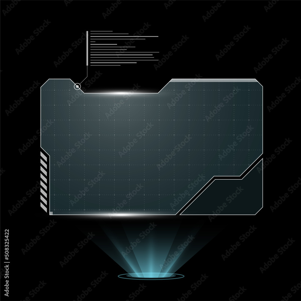 Poster hud digital futuristic user interface horizontal frame. sci fi high tech screen. gaming menu touchin