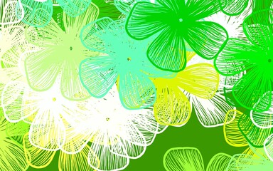 Light Blue, Green vector doodle background with flowers