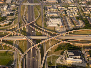Aerial View of a Dallas, Texas Freeway Junction.