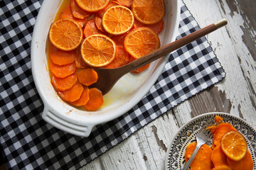 Holiday Roasted Sweet Potatoes and Candied Oranges Dish