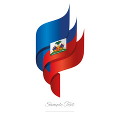 Haiti abstract 3D wavy flag blue red modern Haitian ribbon torch flame strip logo icon vector