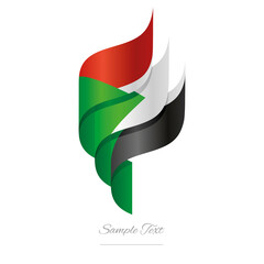 Sudan abstract 3D wavy flag green red white black modern Sudanese ribbon torch flame strip logo icon vector