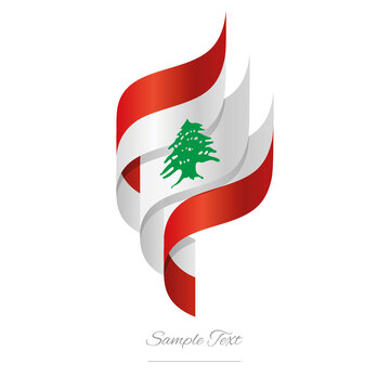 Lebanon abstract 3D wavy flag red white green modern Lebanese ribbon torch flame strip logo icon vector