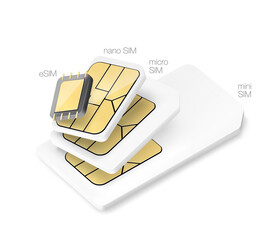Set of SIM cards. Vector illustration on white background. Ready for your design. EPS10. - obrazy, fototapety, plakaty