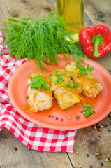 Three stuffed cabbage rolls
