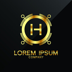 Premium Elegance Gold Initial Letter H Type Logo Sign Symbol Icon luxury technology trading tech crypto monogram 