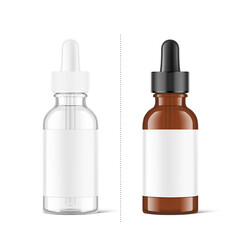 Dropper bottle mockup isolated on white background. Vector illustration. Front view. Сan be used for cosmetic, medical and other needs. EPS10.