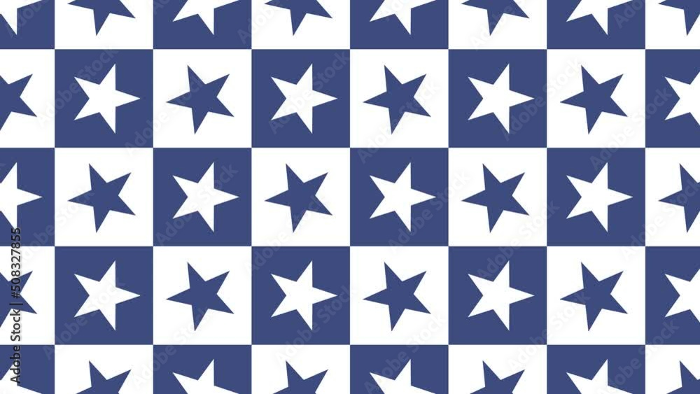 Aufkleber animated stars pattern in multicolor grid. trendy seamless loop patriotic animated background. simpl