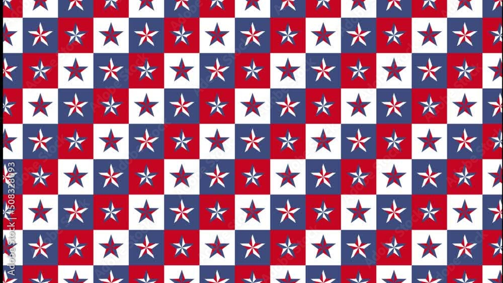 Aufkleber animated stars pattern in multicolor grid. trendy seamless loop patriotic animated background. simpl