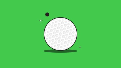 Simple animation with rolling Golf ball in flat design style. Seamless loop sport ball motion graphic