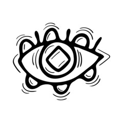 Evil eye. Doodle abstract talisman. Magical hand drawn sign. Mystical element