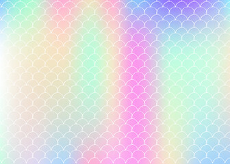 Mermaid scales background with holographic gradient.