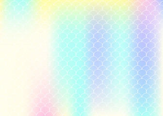 Gradient scale background with holographic mermaid.