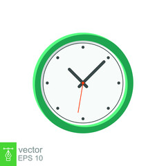 Analog clock flat icon. Time management symbol, chronometer with hour, minute and second arrow. Simple vector illustration isolated on white background. EPS 10.