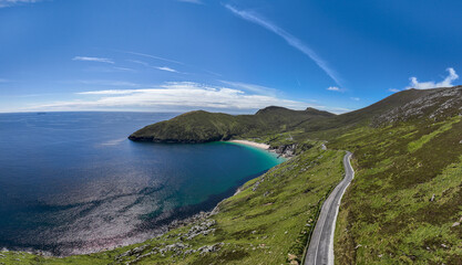 Achill Island from above during sunny summer day, Blue water Mayo, Ireland