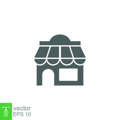Store icon. Simple solid style. Online shop concept. Glyph symbol vector illustration isolated. EPS 10.