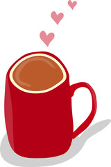 red cup of coffee with heart