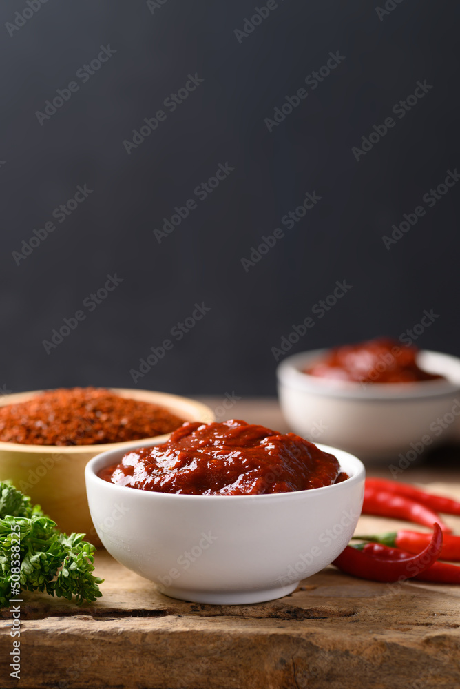 Wall mural korean gochujang (red chili paste), spicy and sweet fermented condiment in korean food