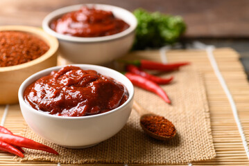 Korean gochujang (red chili paste), spicy and sweet fermented condiment in Korean food