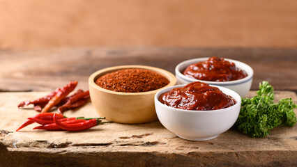 Korean gochujang (red chili paste), spicy and sweet fermented condiment in Korean food