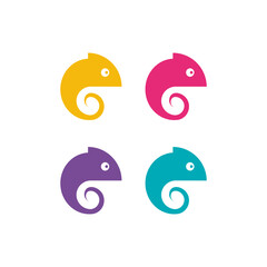 Set Bundle chameleon logo icon vector