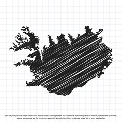 Map of Iceland freehand drawing on a sheet of exercise book. Vector illustration.