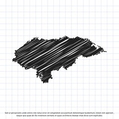 Map of Honduras freehand drawing on a sheet of exercise book. Vector illustration.