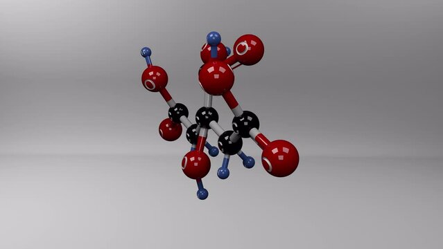 Citric acid molecule. Molecular structure of citric acid, natural compound found in lemon and other citrus fruits, pineapples, and even animal tissues. Alpha channel.