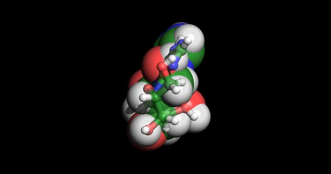 Vidarabine, herpes drug, 3D molecule, spinning 4K