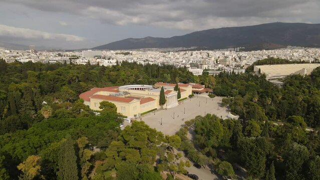 Aerial View of Zappeion Hall Conference Center in National Garden, Athens Greece