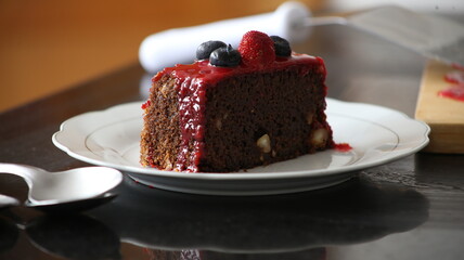 cake on top of plate