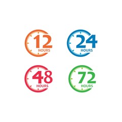 sign of 12, 24, 48 and 72 clock arrow hours logo vector icon illustration design 