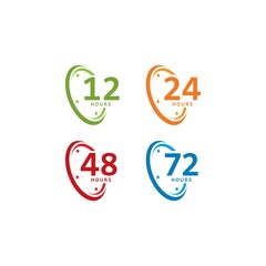 sign of 12, 24, 48 and 72 clock arrow hours logo vector icon illustration design 