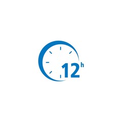 12 hours clock arrow logo vector icon illustration design 