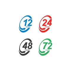 sign of 12, 24, 48 and 72 clock arrow hours logo vector icon illustration design 