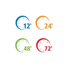 sign of 12, 24, 48 and 72 clock arrow hours logo vector icon illustration design 