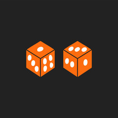 Poster with dice. Gambling, betting, casino and poker concept. Cool design.
Hand drawn vector illustration in trendy colors. Flat design