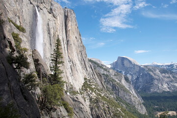 Fototapeta na wymiar Yosemite Falls and Half Dome, Yosemite NP, USA